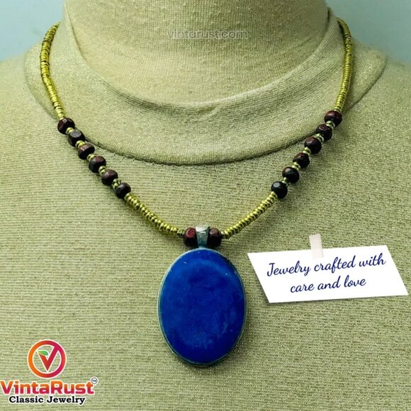 Beaded Necklace, Statement Necklaces With Pendant Stone, Western Beaded Necklace - Picture 1 of 7